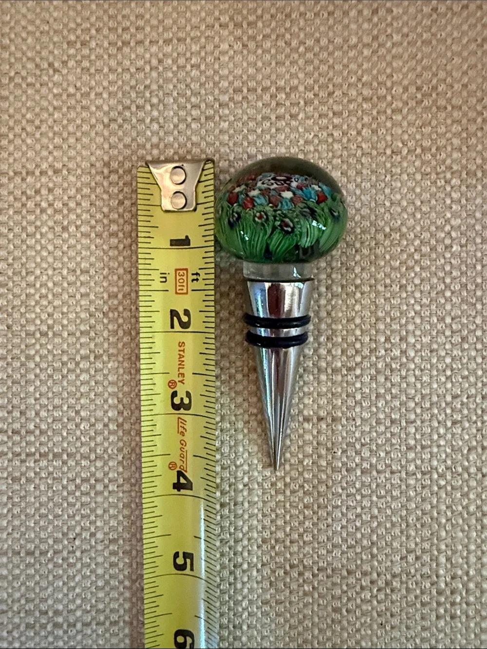 Glass Millefiori Bottle Stopper in Green
